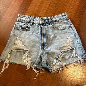 Zara Distressed Denim Shorts